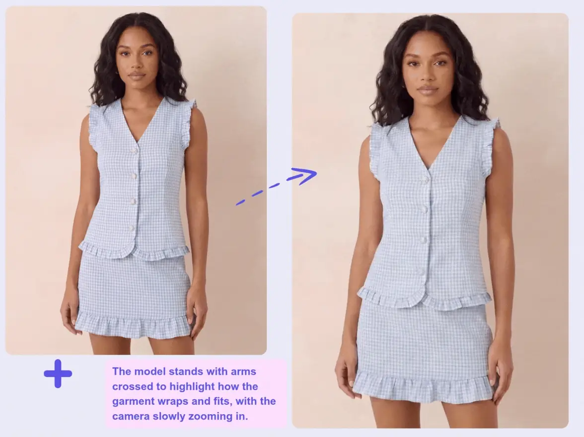 Prompt driven motion control for fashion video generation